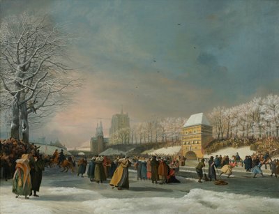 Das Frauen-Schnelllaufrennen auf dem Westersingel in Leeuwarden, 21. Januar 1809 von Nicolaas Baur